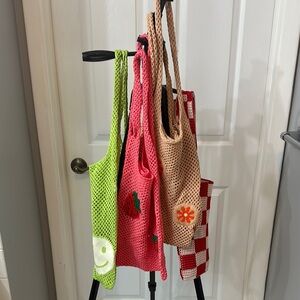 Colorful Knit Tote Bags Set